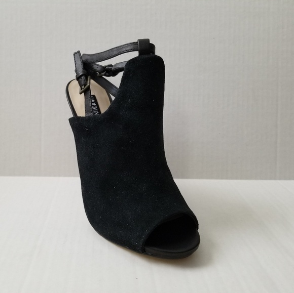 Black Suede Peep Toe Heel - Picture 3 of 3